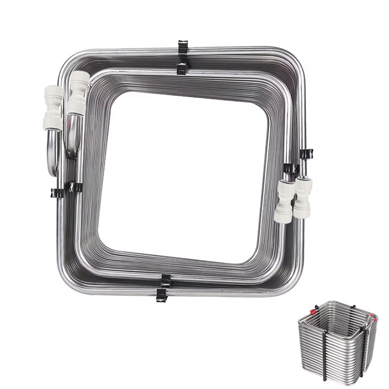 Push Fit Connector - SS 304 スクエアコイル、ビールクーラー用コイルチューブ（断熱ジョッキーボックス用）、9.52mmプッシュフィットクイックコネクター付き、DIY醸造ケゲレーター